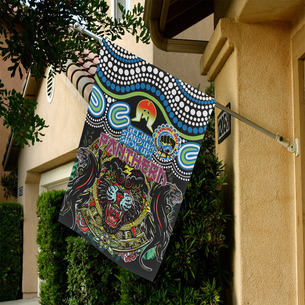 Panthers Rugby Naidoc Week Flag - Custom Indigenous Panthers Naidoc Week Celebrations Vintage Style Flag - Vibe Hoodie Shop