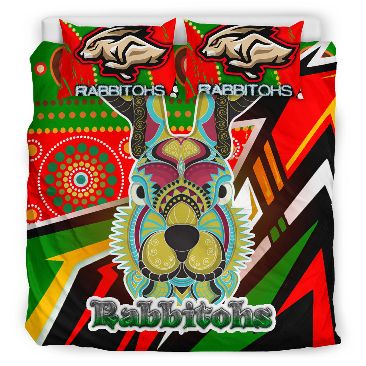 Rabbitohs Rugby Bedding Set - Indigenous Rabbitohs Soul RLT13 - Vibe Hoodie Shop