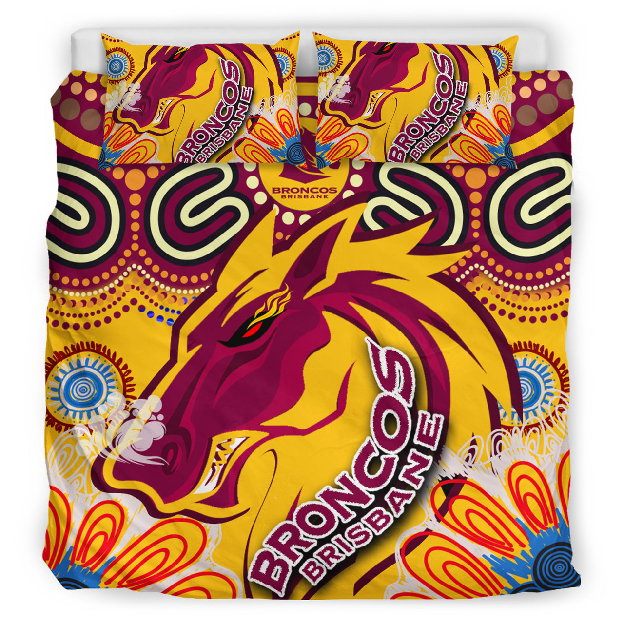 Broncos 2022 Rugby Custom Aboriginal Bedding Set - Indigenous Super Broncos RLT13 - Vibe Hoodie Shop