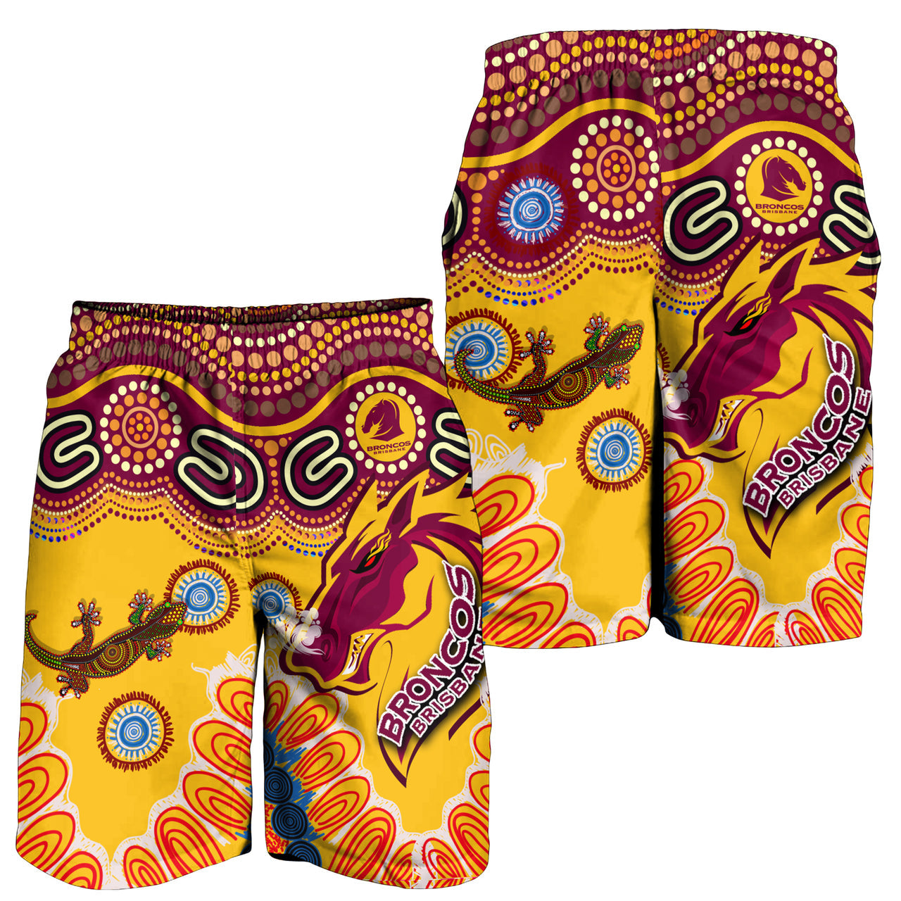 Broncos 2022 Rugby Custom Men Short - Indigenous Super Broncos With Aussie Gecko RLT13 - Vibe Hoodie Shop