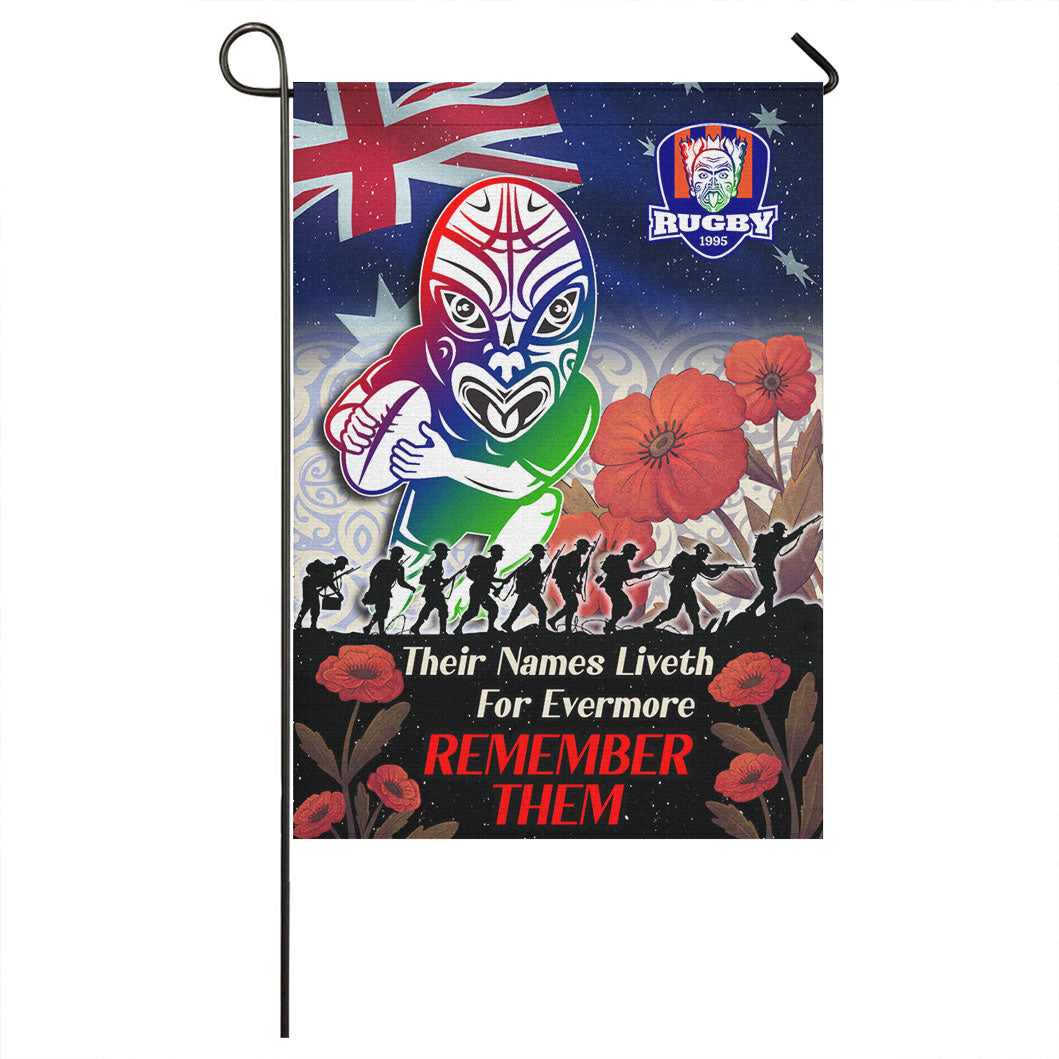 Warriors Rugby Flag - REMEMBER THEM Red Poppy Flowers Flag - Vibe Hoodie Shop