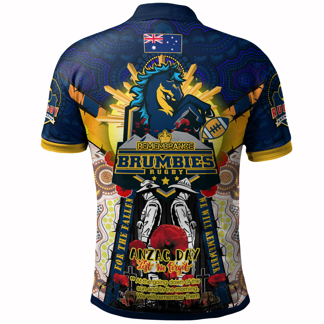 Brumbies Rugby Remembrance Canberra ACT Brumbies With Indigenous Patterns And Poppy Flowers RLT12 - Vibe Hoodie Shop