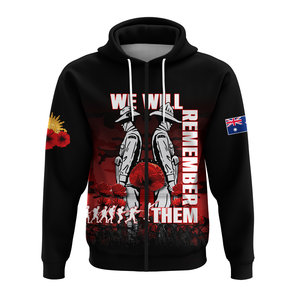 Australia ANZAC 2022 Hoodie Camouflage With Poppy Red - LT12 - Vibe Hoodie Shop