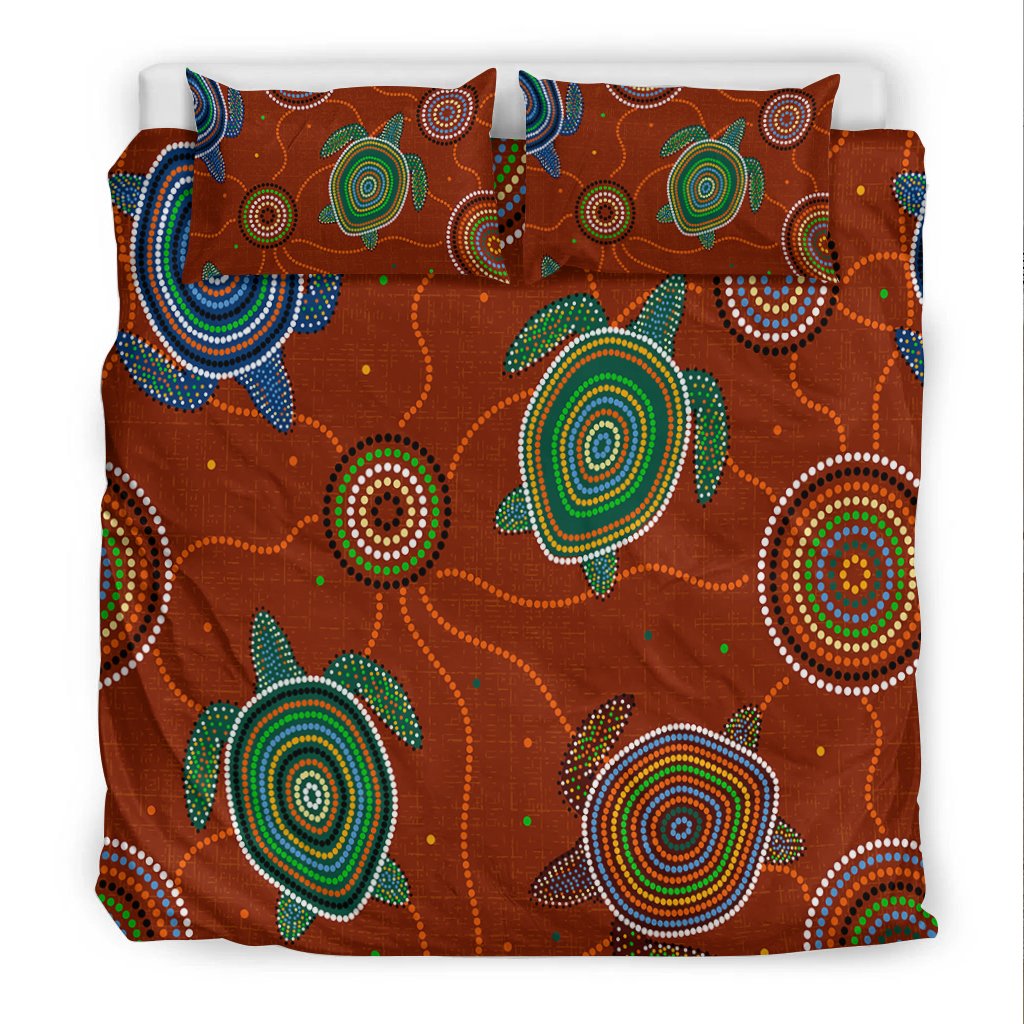 Aboriginal Bedding Set - Aussie Turtle with Aboriginal Style - Vibe Hoodie Shop