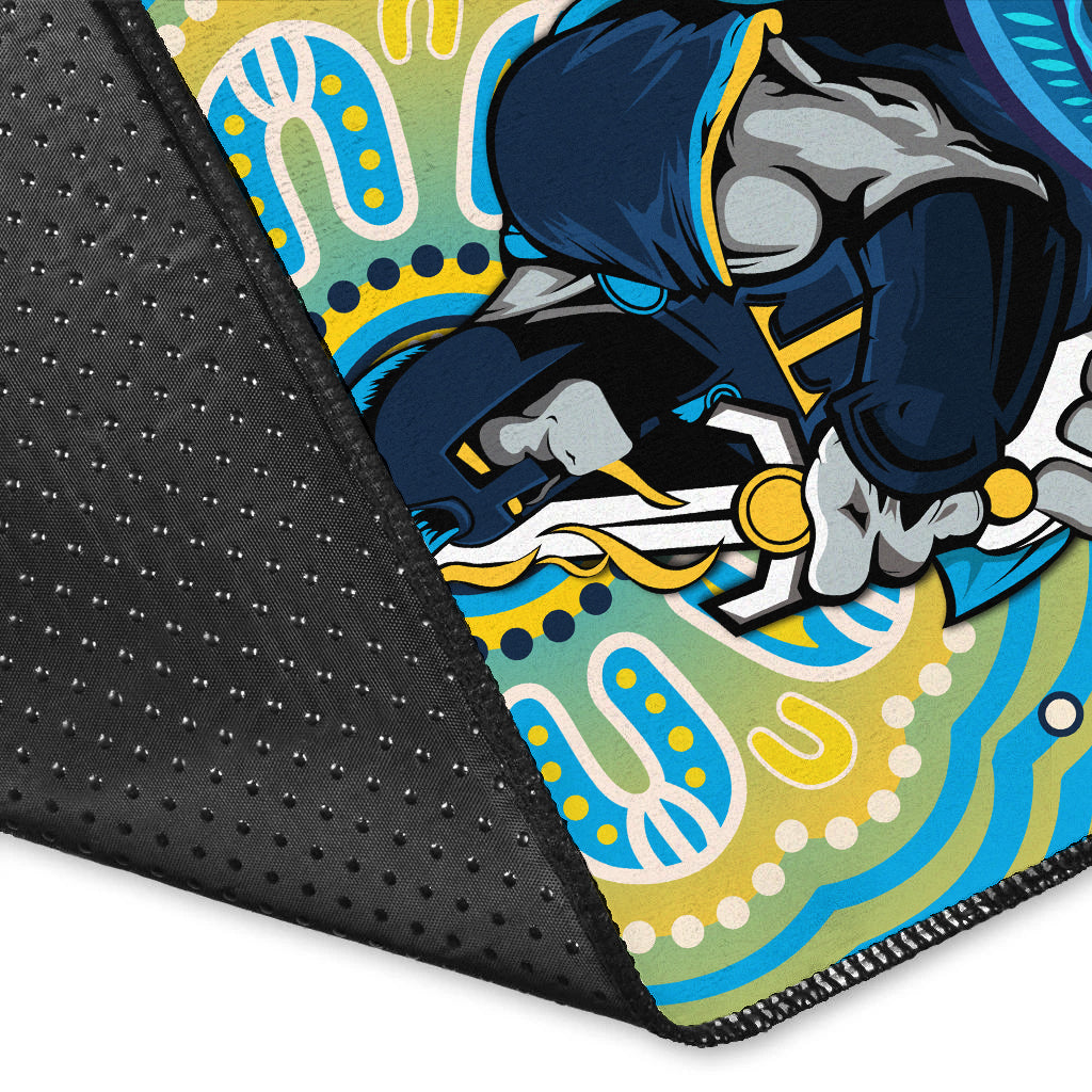 Titans Rugby Australia Aboriginal Gold Blue Area Rug - - Vibe Hoodie Shop