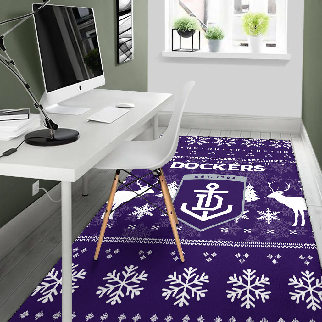 Fremantle Football Club Area Rug - Christmas Ugly Style - - Vibe Hoodie Shop