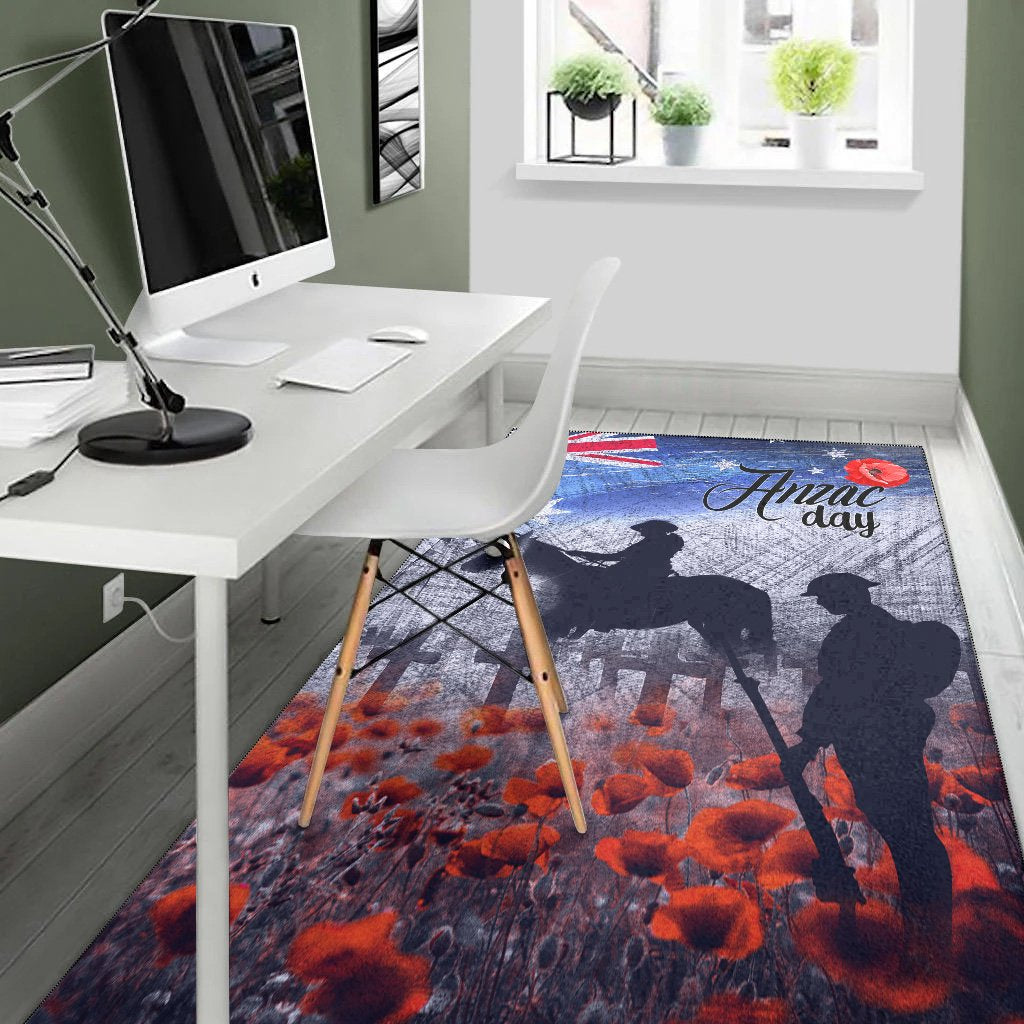 ANZAC Day Area Rug - Lest We Forget Vintage Poppies - Vibe Hoodie Shop