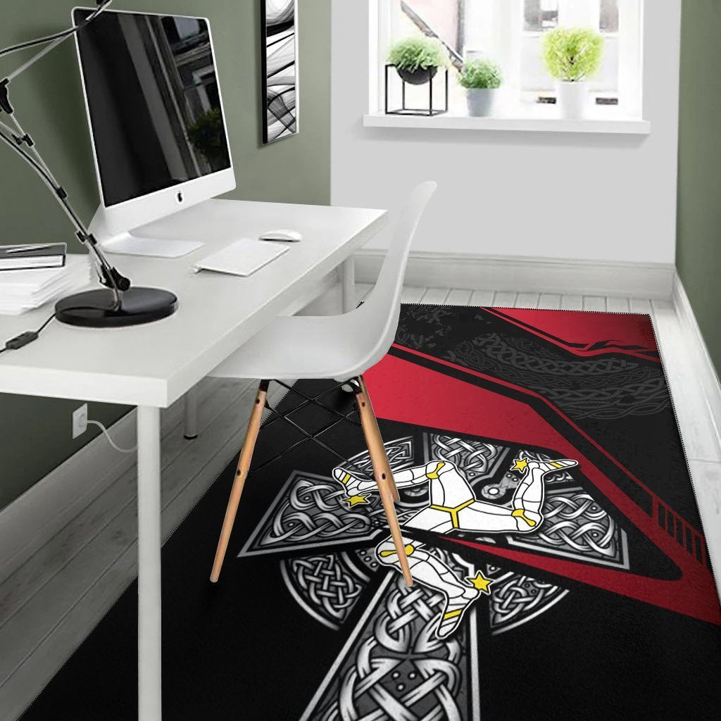 Isle Of Man Celtic Area Rug - Celtic Cross and Manx Triskelion - Vibe Hoodie Shop