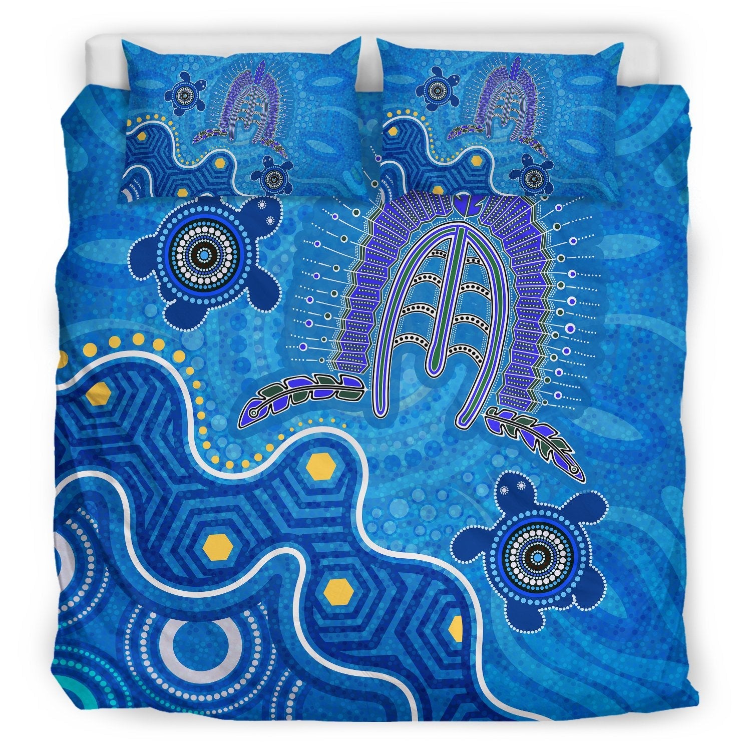 Torres Strait Bedding Set - Dhari And Turtle - Vibe Hoodie Shop