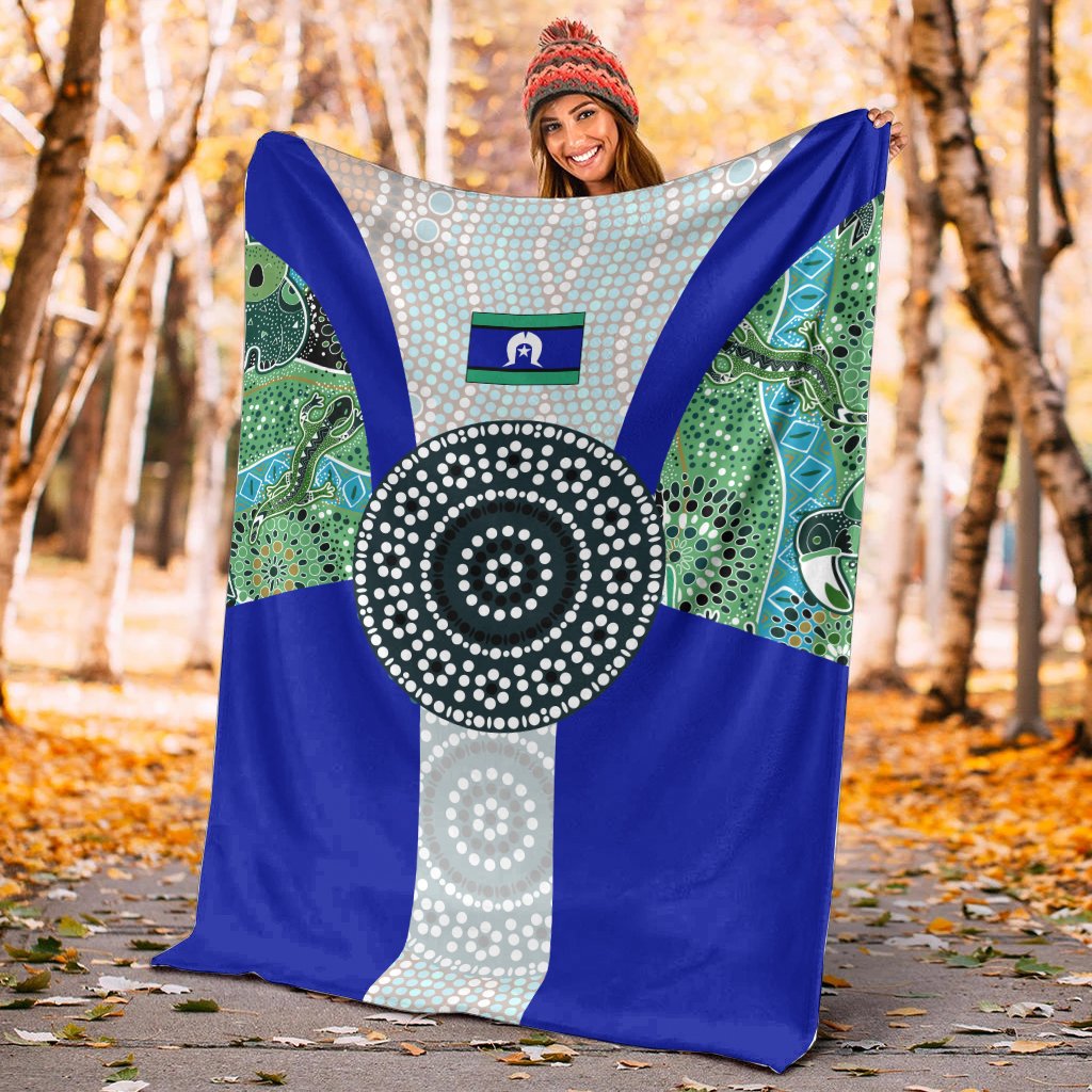 Premium Blanket - Flag of Torres Strait Islanders - Vibe Hoodie Shop