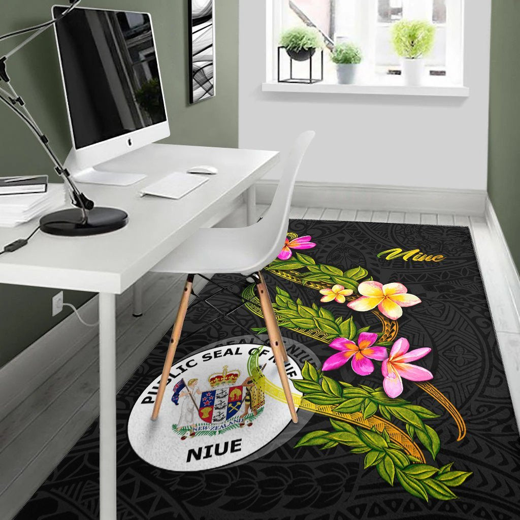 Niue Polynesian Area Rug - Plumeria Tribal - Vibe Hoodie Shop