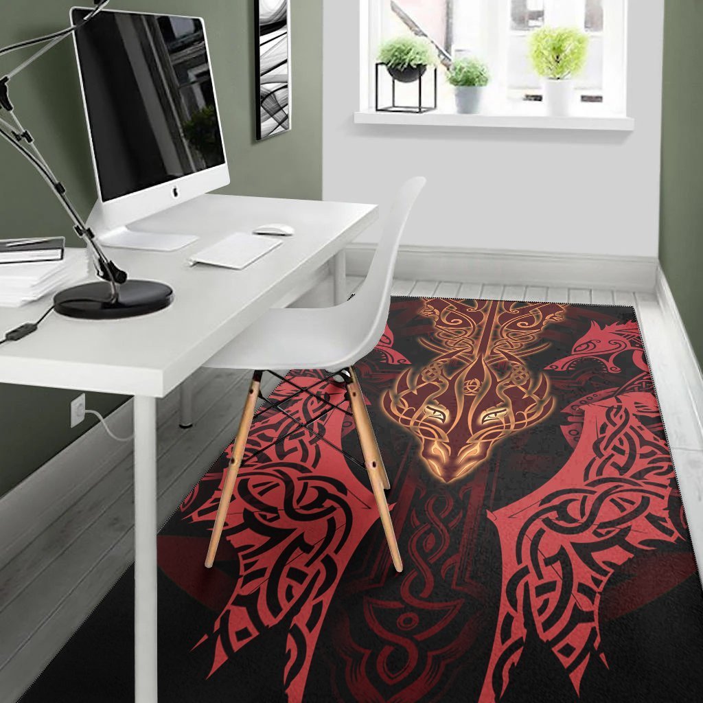 Celtic Dragon Area Rug - Dragon Sword, Cross Patterns - Vibe Hoodie Shop