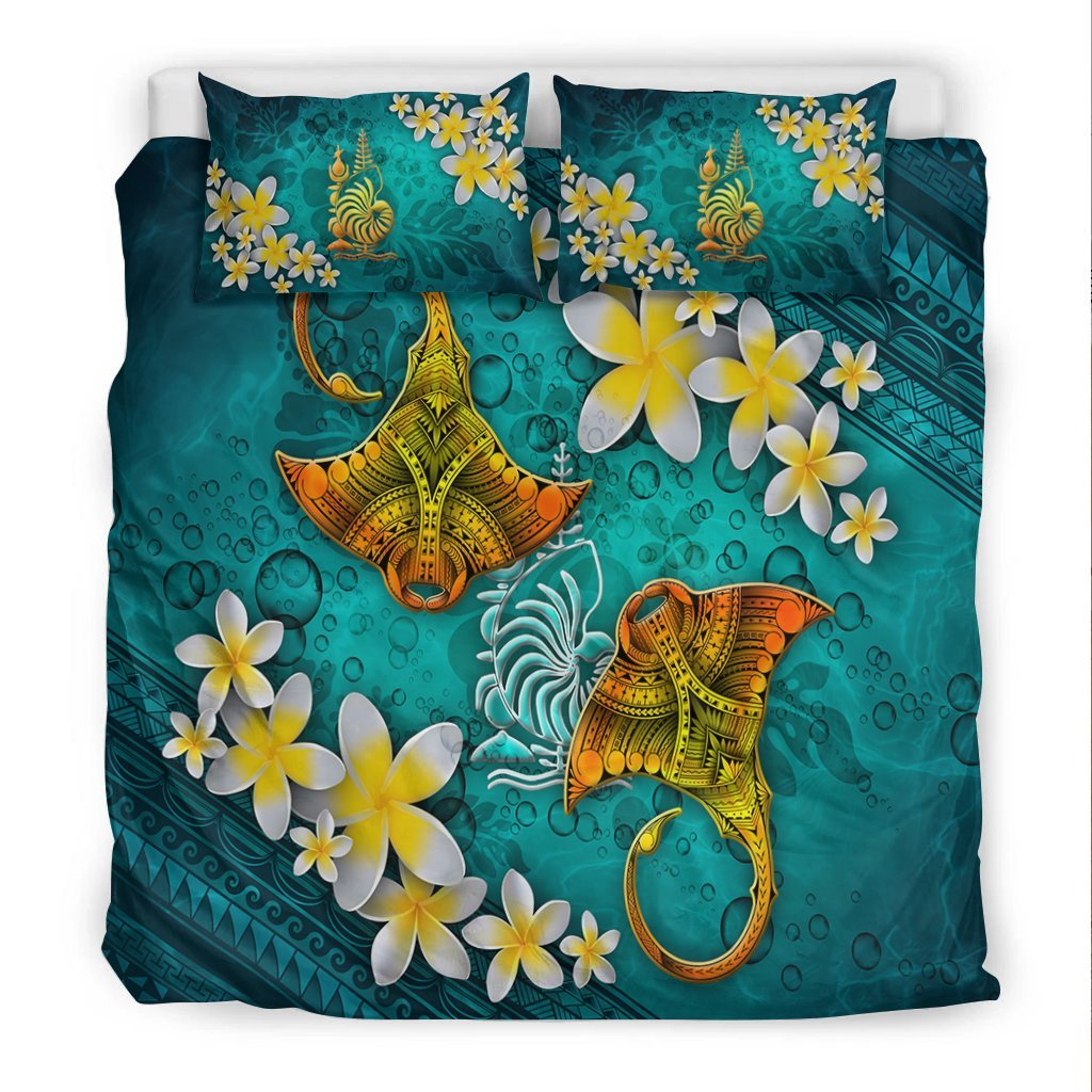 New Caledonia Polynesian Bedding Set - Manta Ray Ocean - Vibe Hoodie Shop