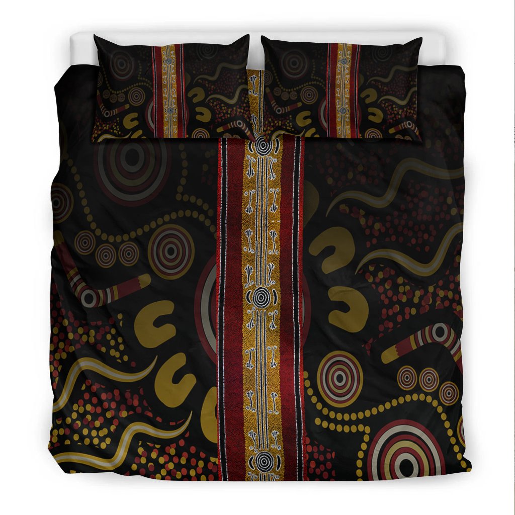 Bedding Set - Aboriginal Dot Panting Art Stripe Lines - Vibe Hoodie Shop