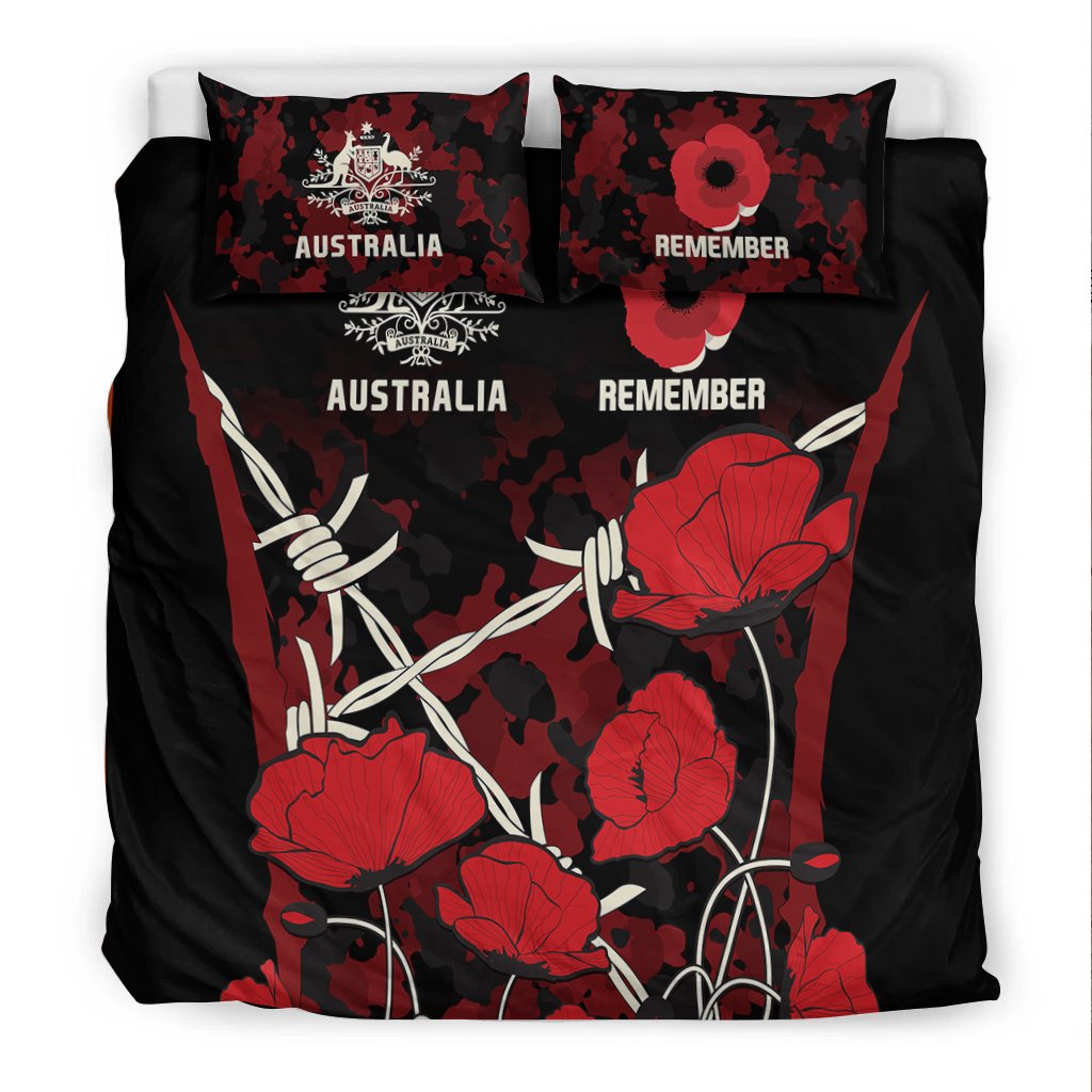 ANZAC Bedding Set - ANZAC with Remembrance Poppy Flower - Vibe Hoodie Shop