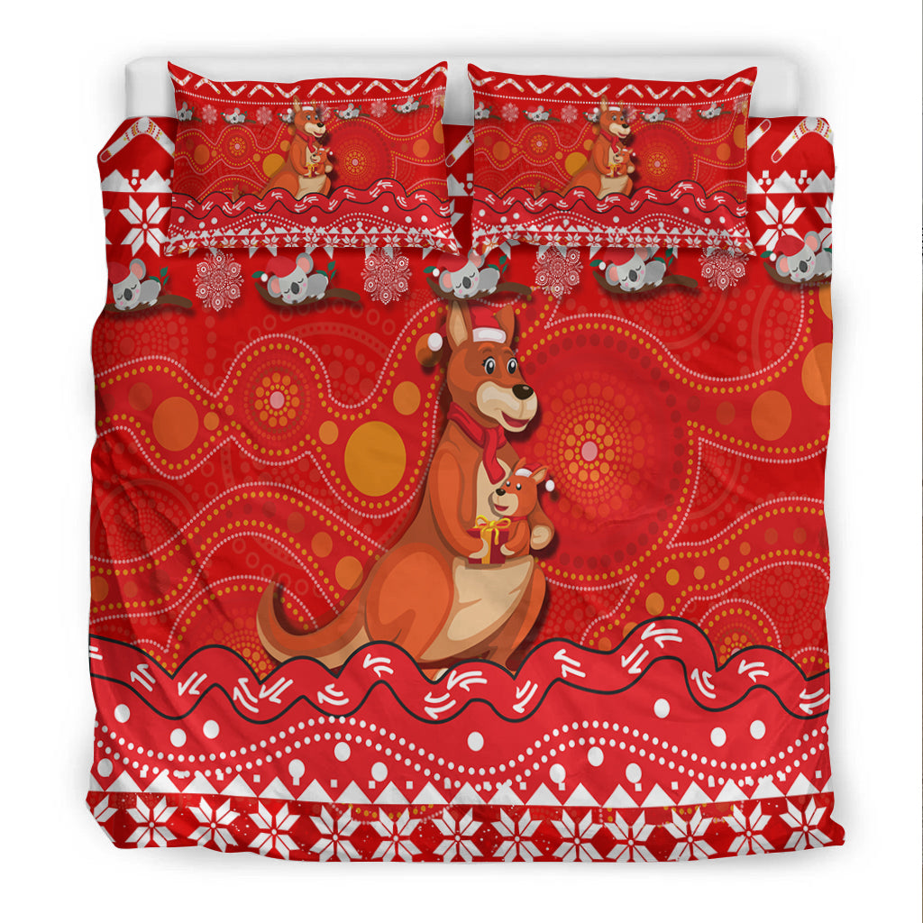 Australia Christmas Kangaroo Family Aboriginal Art Bedding Set - - Vibe Hoodie Shop