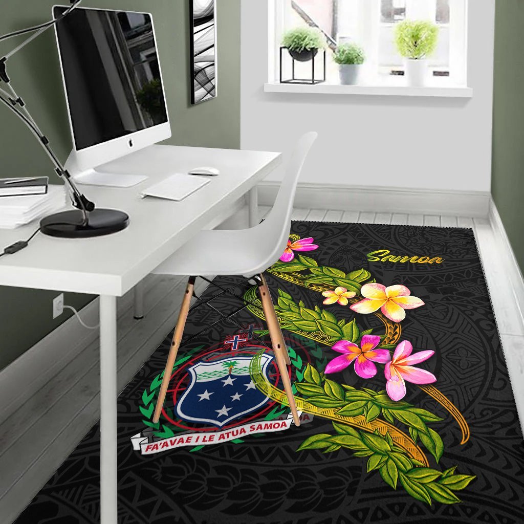 Samoa Polynesian Area Rug - Plumeria Tribal - Vibe Hoodie Shop