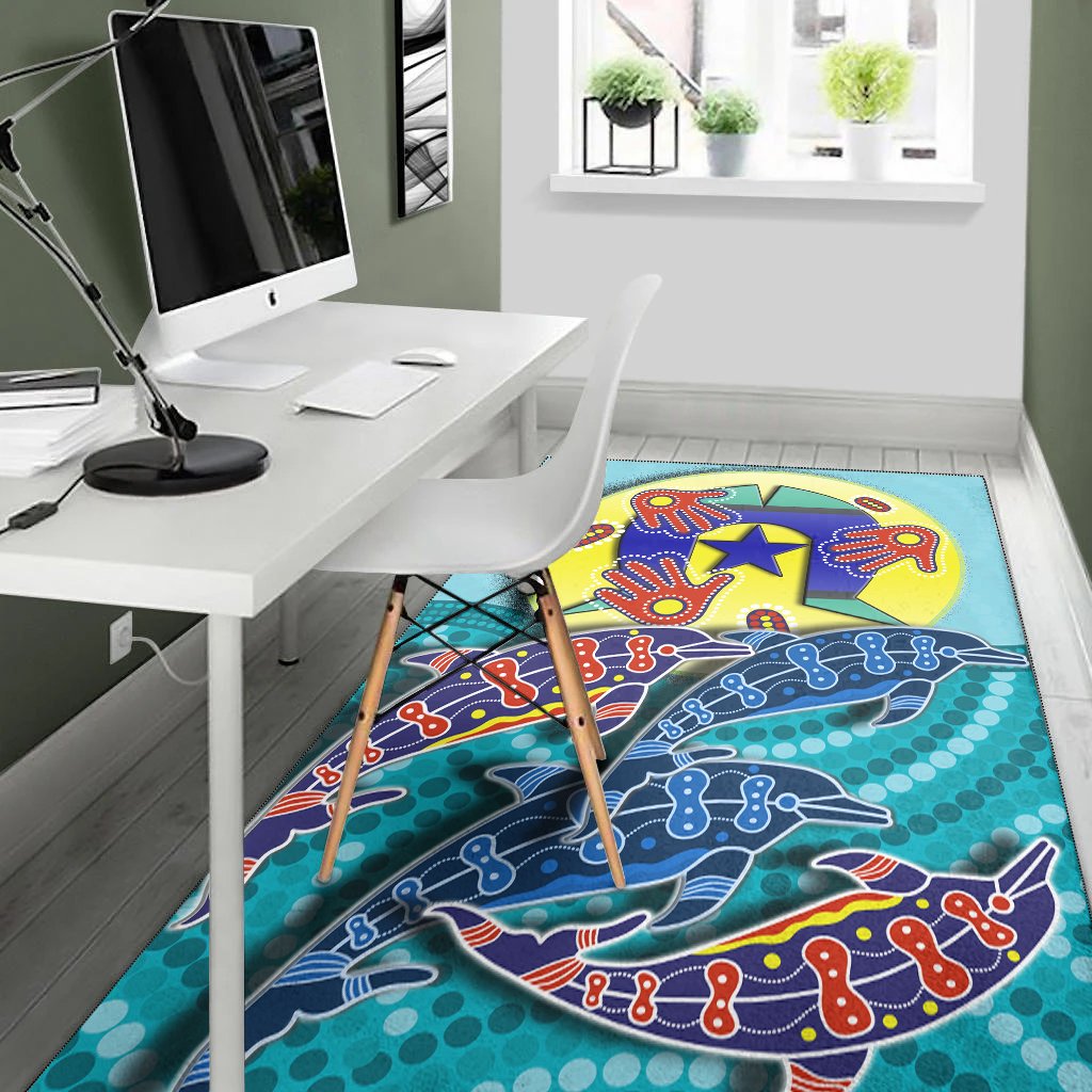 Aboriginal Area Rug - Aboriginal NAIDOC Week Dolphin - Vibe Hoodie Shop