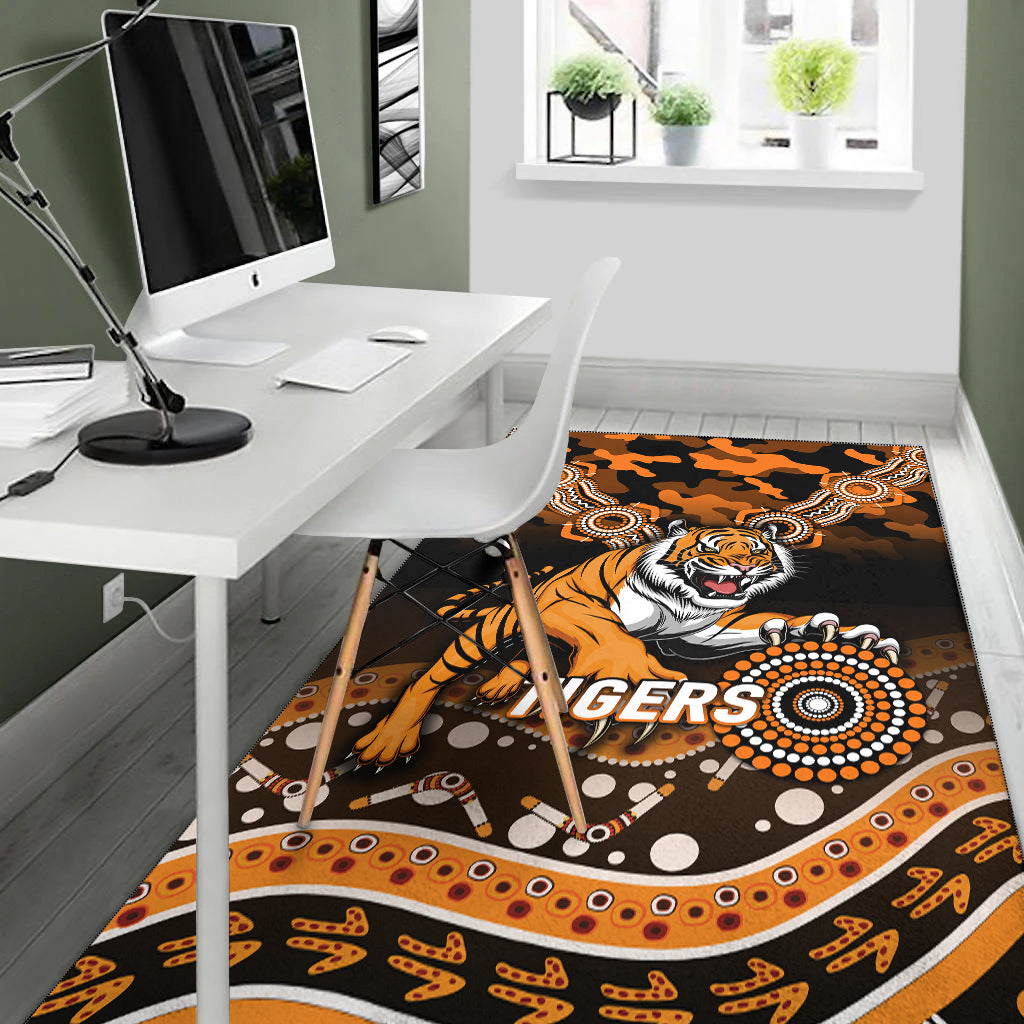 Tigers Rugby ANZAC Day Camouflage Indigenous Art Area Rug - - Vibe Hoodie Shop