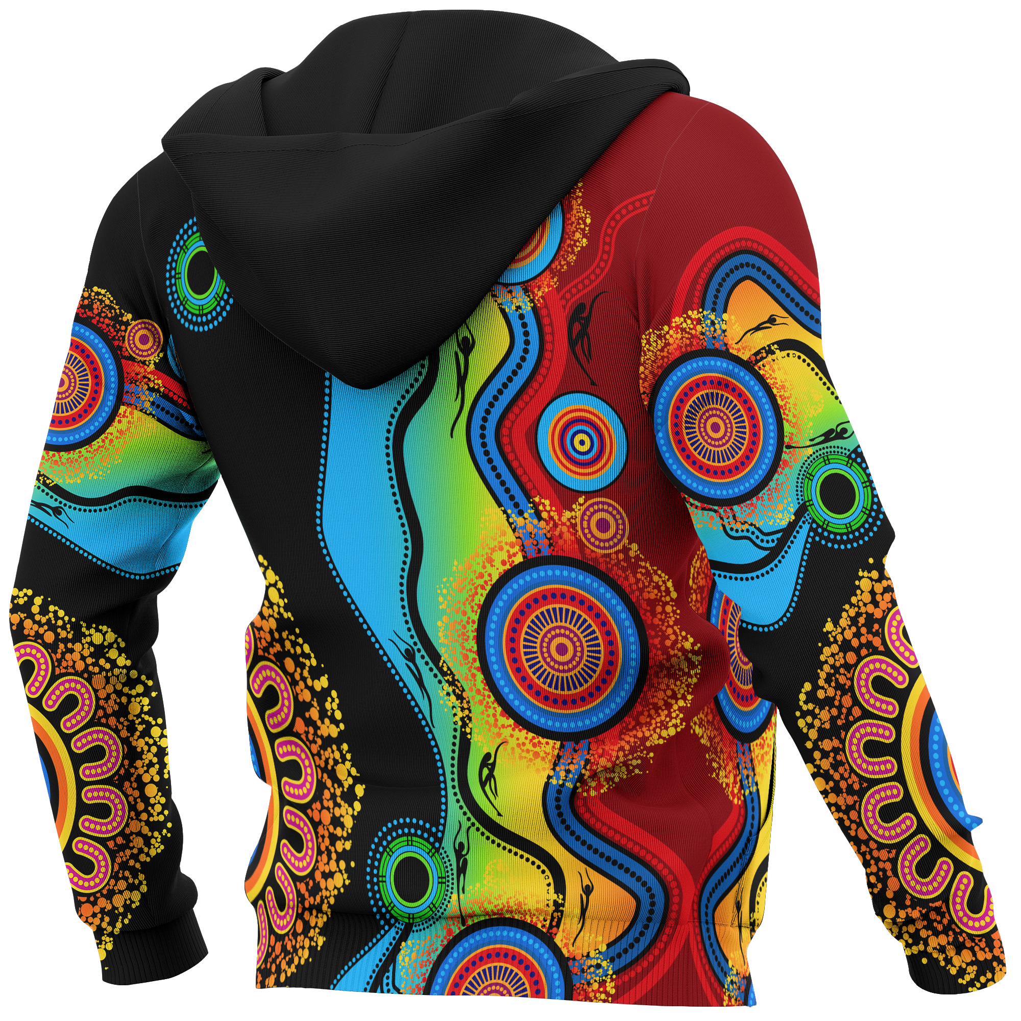 Aboriginal Zip Up Hoodie, Circle Dot Painting Flowers Patterns Blue Dream - Vibe Hoodie Shop