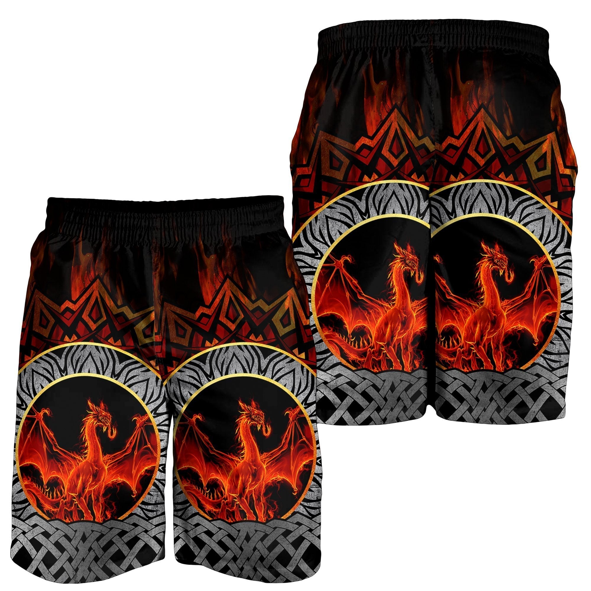 Celtic Dragon Men's Shorts - Fire Dragon - Vibe Hoodie Shop