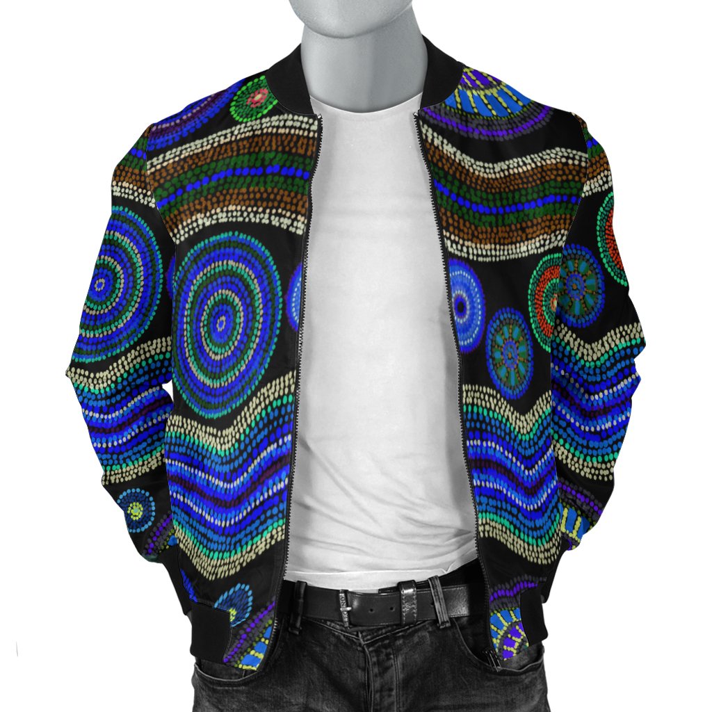 Bomber Jacket - Aboriginal Dot Unique Style Blue - Vibe Hoodie Shop