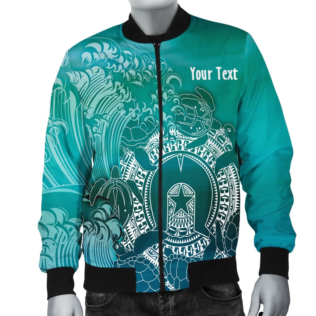 Custom Aboriginal Men's Bomber Jacket, Torres Strait Islands in Wave - Vibe Hoodie Shop