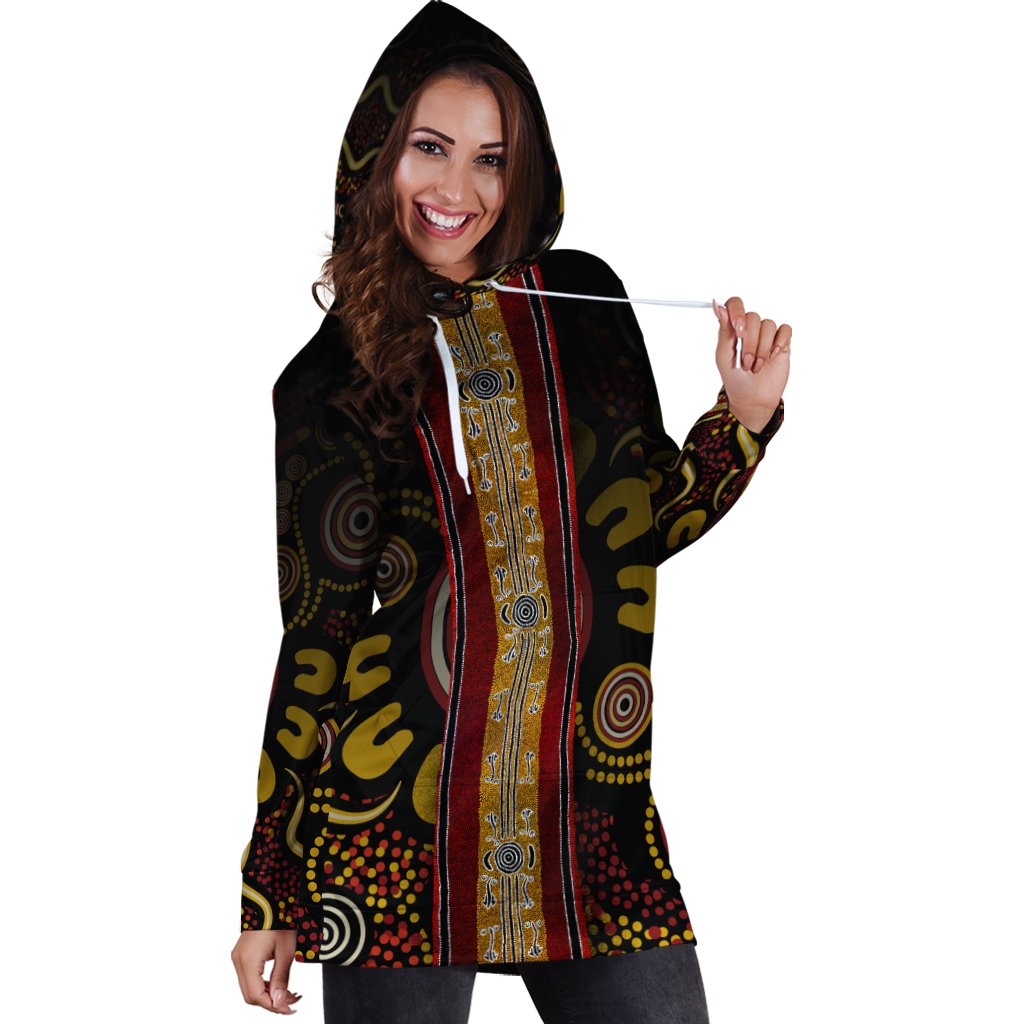 Hoddie Dress - Aboriginal Dot Panting Art Stripe Lines - Vibe Hoodie Shop