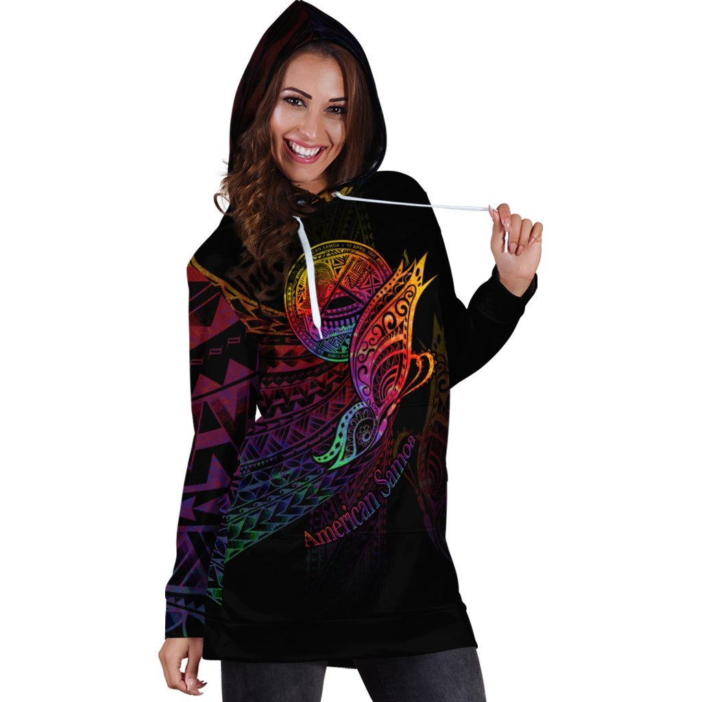 American Samoa Hoodie Dress - Butterfly Polynesian Style - Vibe Hoodie Shop