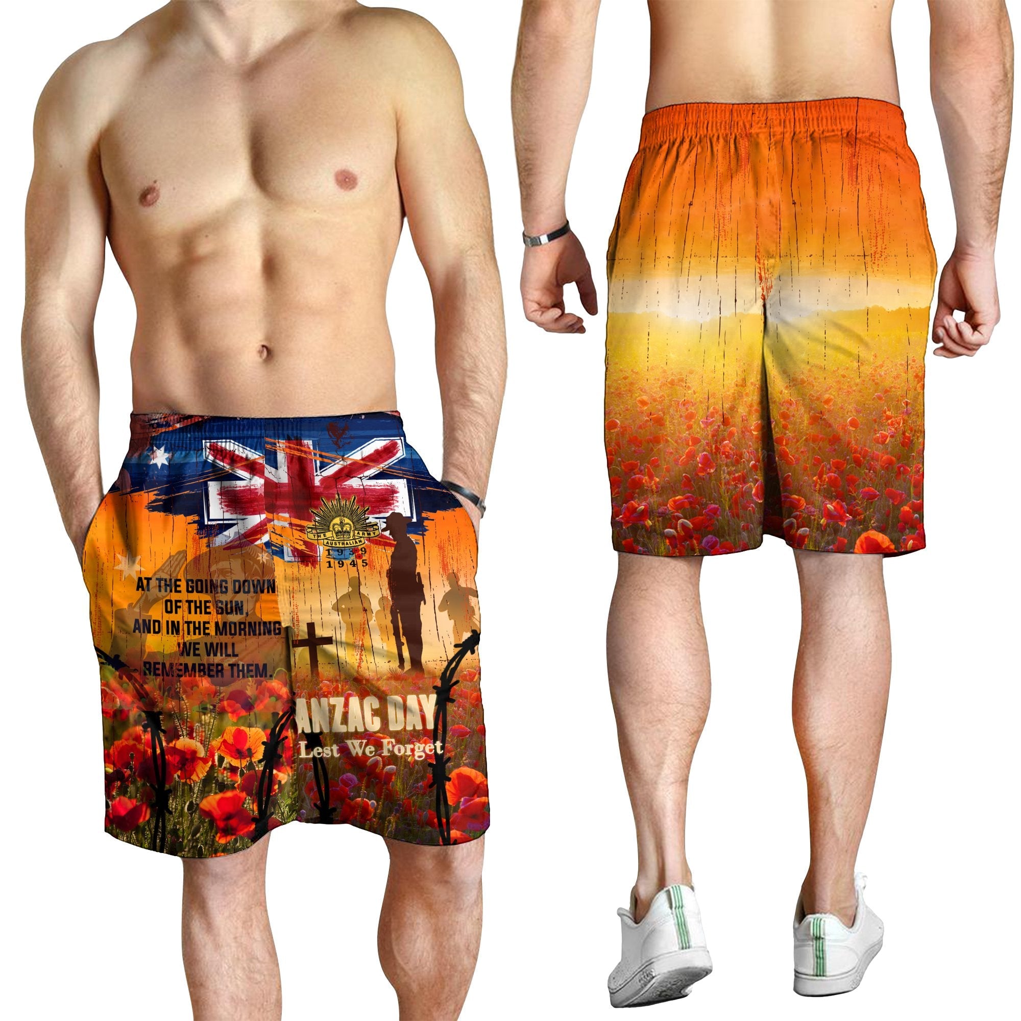 Australia ANZAC Day 2021 Men's Shorts - ANZAC Day Commemoration 1939 - 1945 - Vibe Hoodie Shop