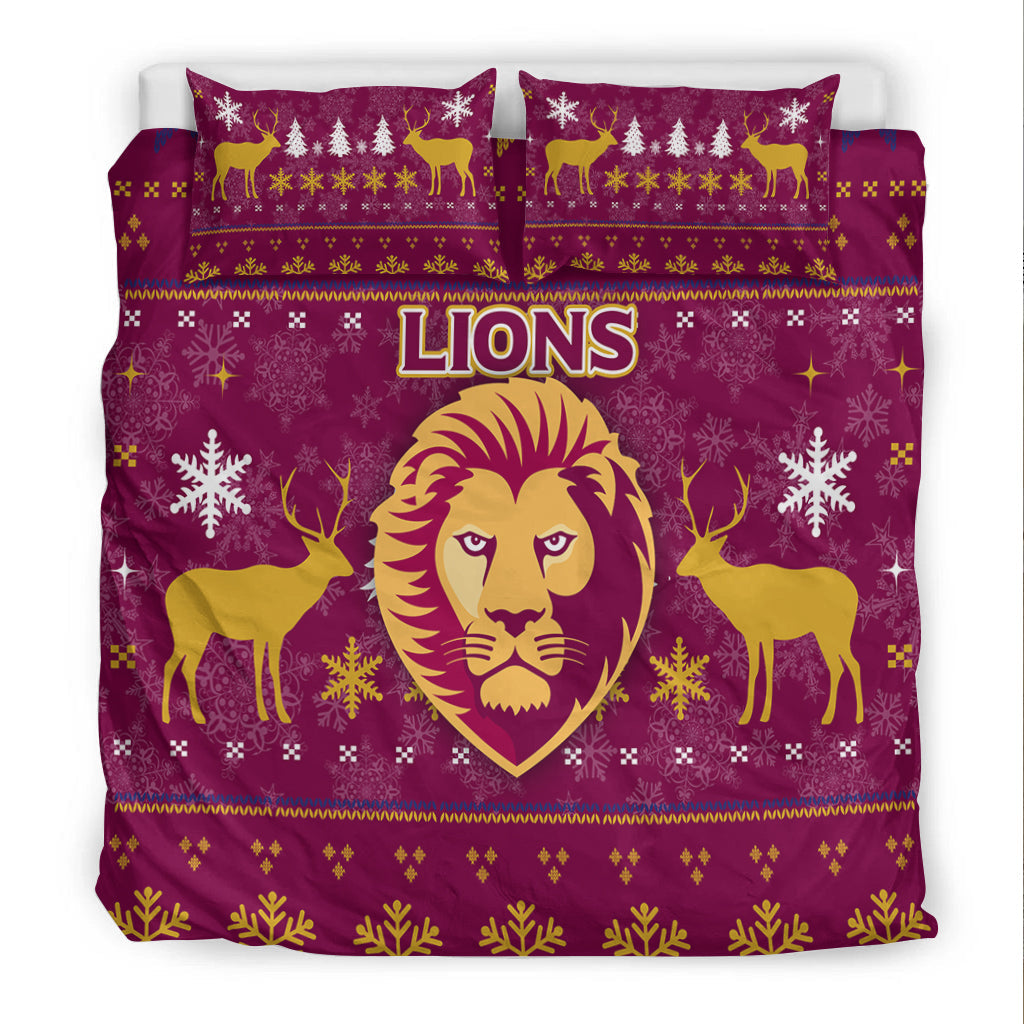 Brisbane Lion Bedding Set - Christmas Ugly Style - - Vibe Hoodie Shop