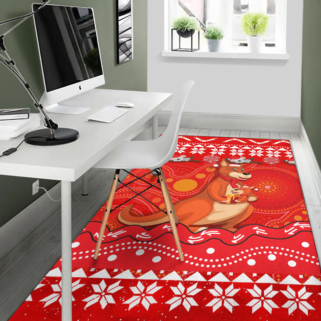 Australia Christmas Kangaroo Family Aboriginal Art Area Rug - - Vibe Hoodie Shop