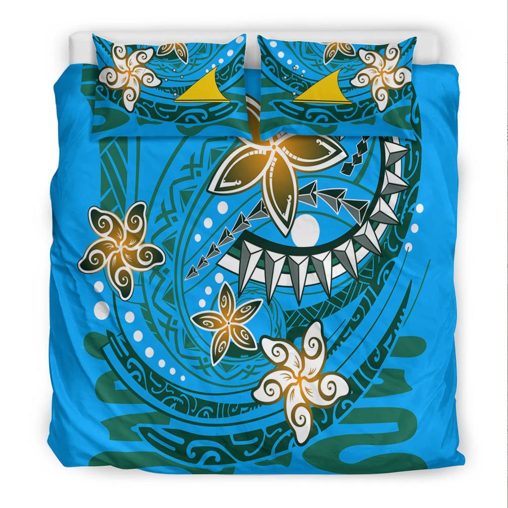 Tokelau Polynesian Bedding Set - Spring Style Blue Color - Vibe Hoodie Shop