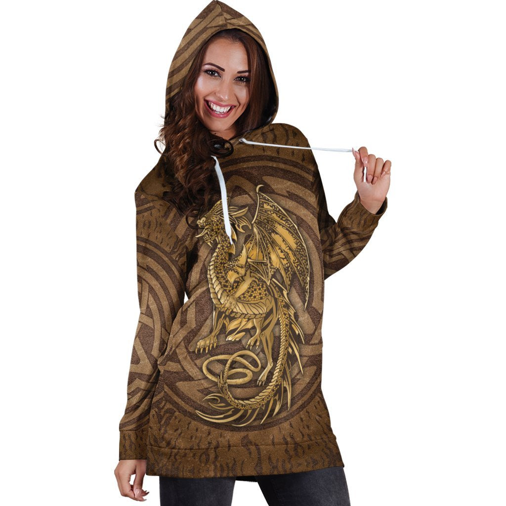 Celtic Vintage Dragon With Knot Hoodie Dress - Vibe Hoodie Shop