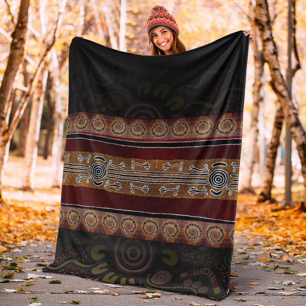 Blanket - Aboriginal Dot Panting Art Horizontal Lines - Vibe Hoodie Shop