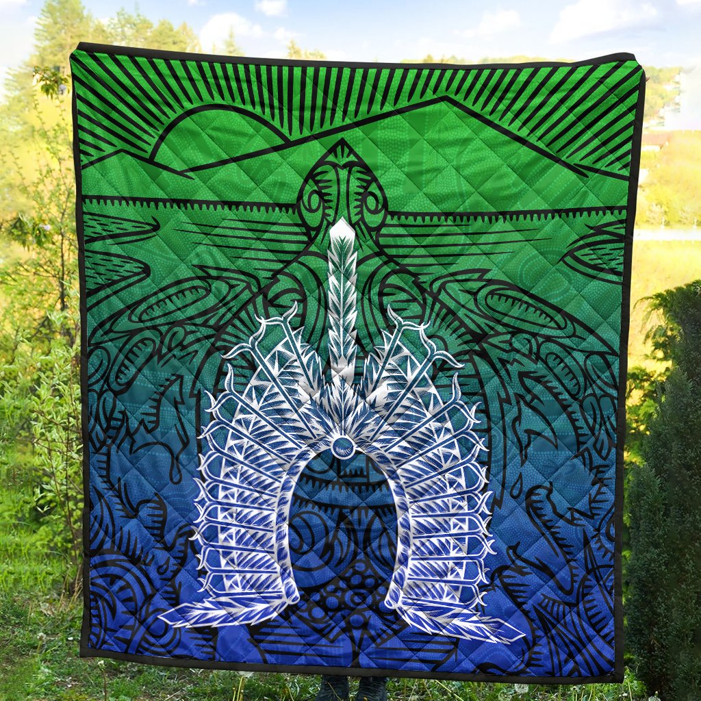 Torres Strait Islanders Premium Quilt - Turtle and Dhari Mask - Vibe Hoodie Shop