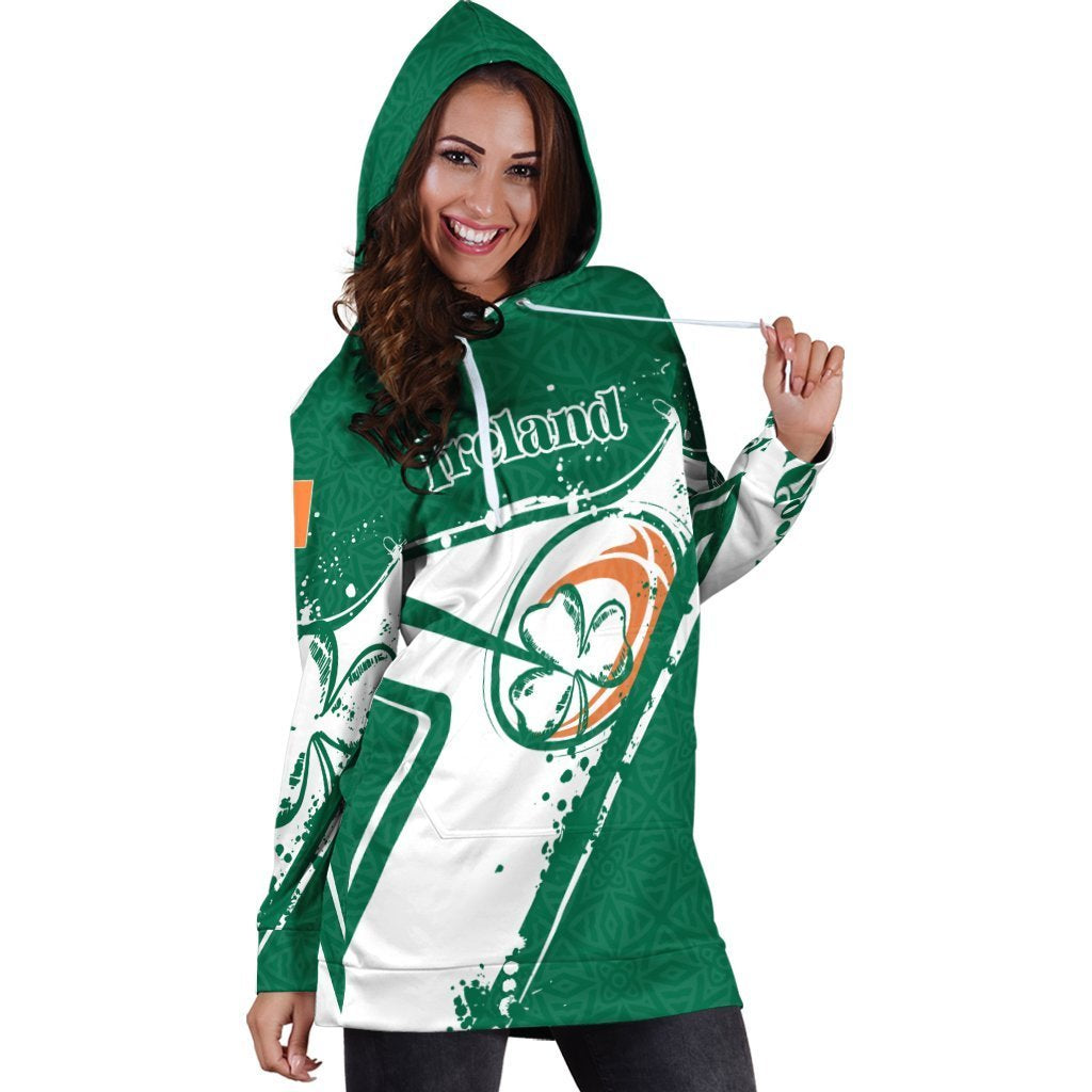 (Custom Text) Ireland Rugby Personalised Hoodie Dress - Irish Rugby - Vibe Hoodie Shop