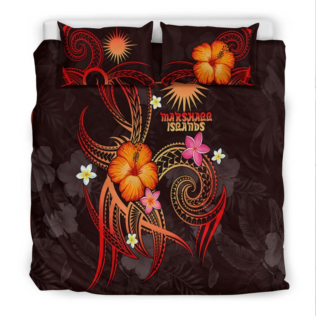 Marshall Islands Polynesian Bedding Set - Legend of Marshall Islands (Red) - Vibe Hoodie Shop