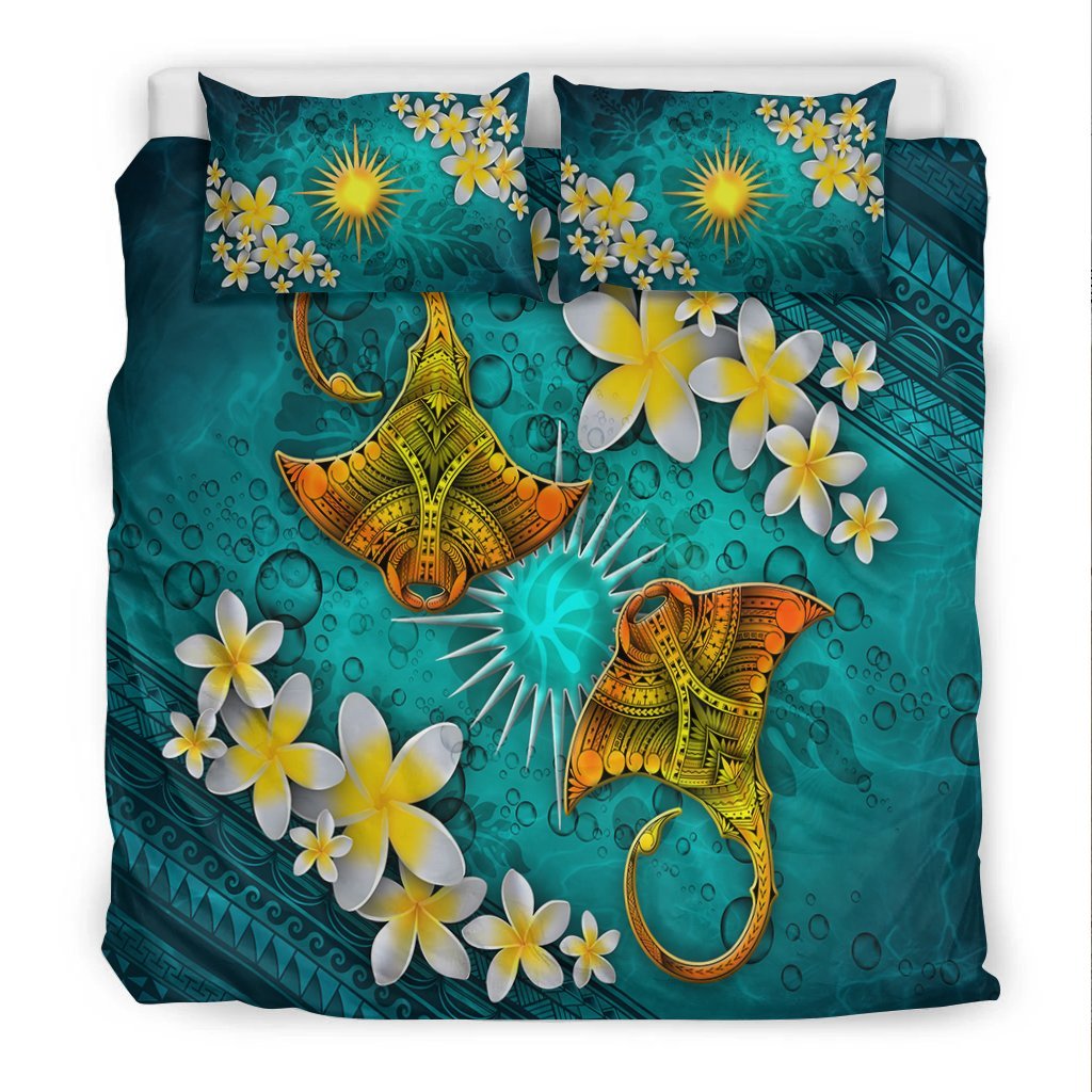 Marshall Islands Micronesia Bedding Set - Manta Ray Ocean - Vibe Hoodie Shop