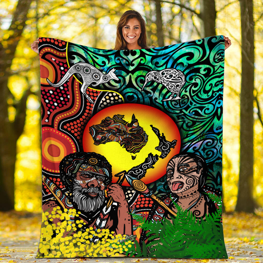 Australia Aboriginal Kangaroo Combine New Zealand Maori Kiwi Bird Blanket - - Vibe Hoodie Shop