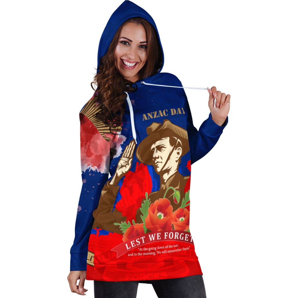 Hoodie Dress - AANZAC Australia Remember Them - Vibe Hoodie Shop