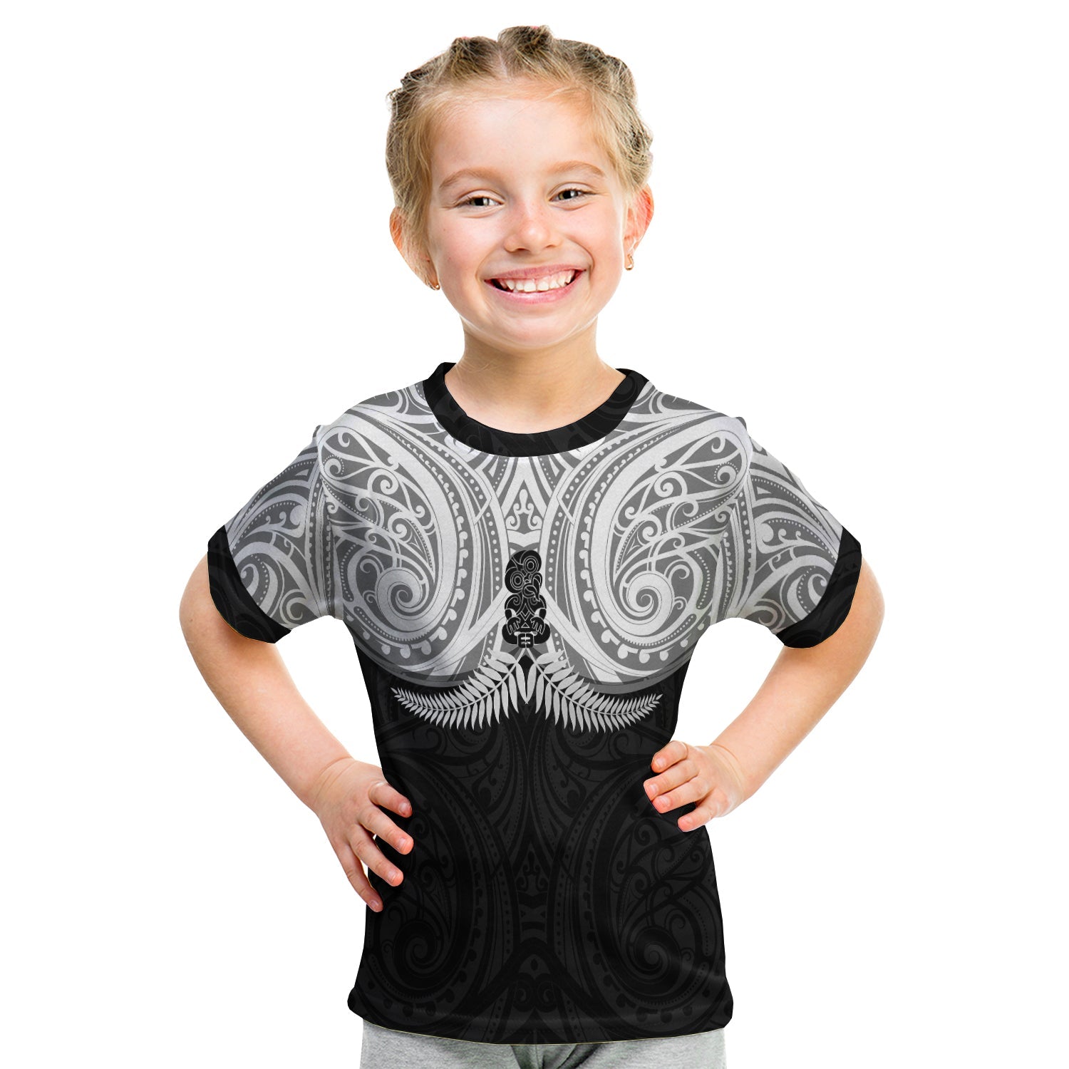 New Zealand T shirt Kid - Maori Silver Fern - LT20 - Vibe Hoodie Shop