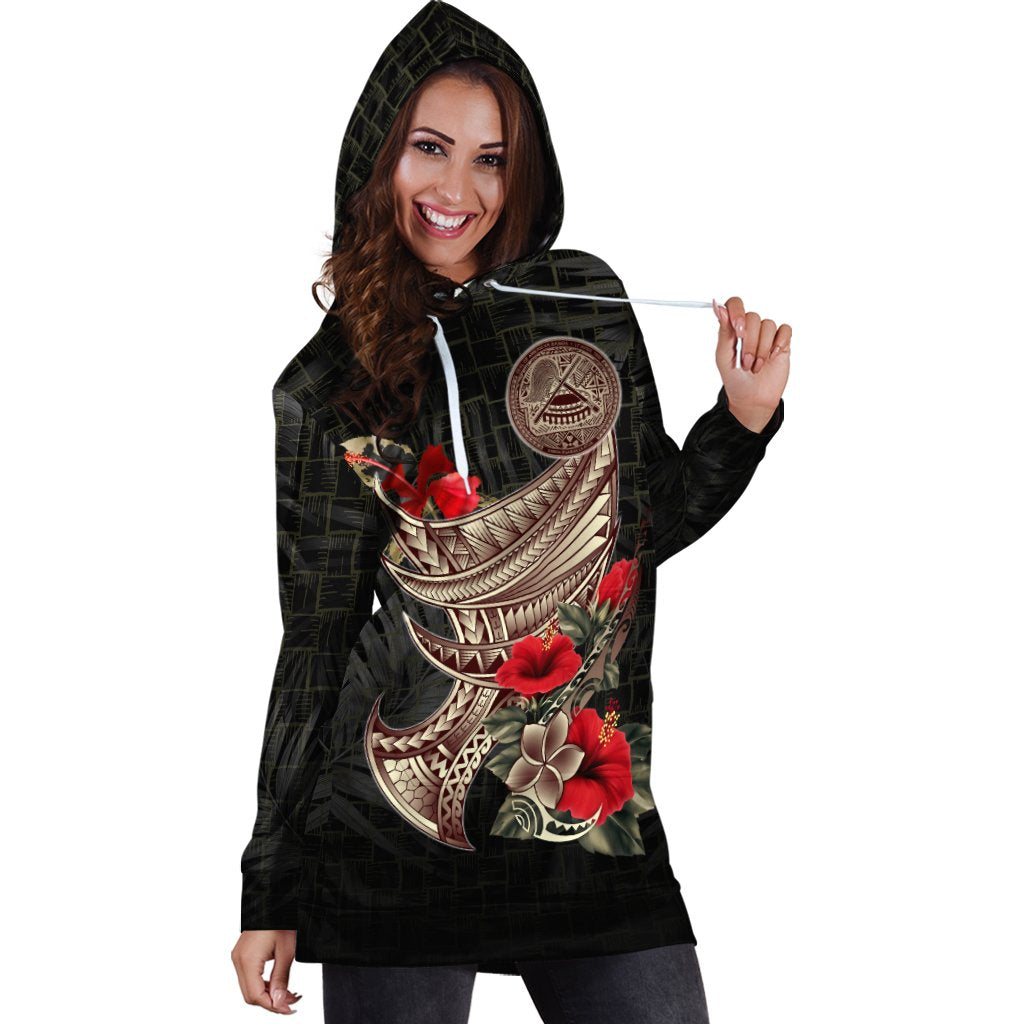 American Samoa Hoodie Dress - Polynesian Tribal Vintage Style - Vibe Hoodie Shop