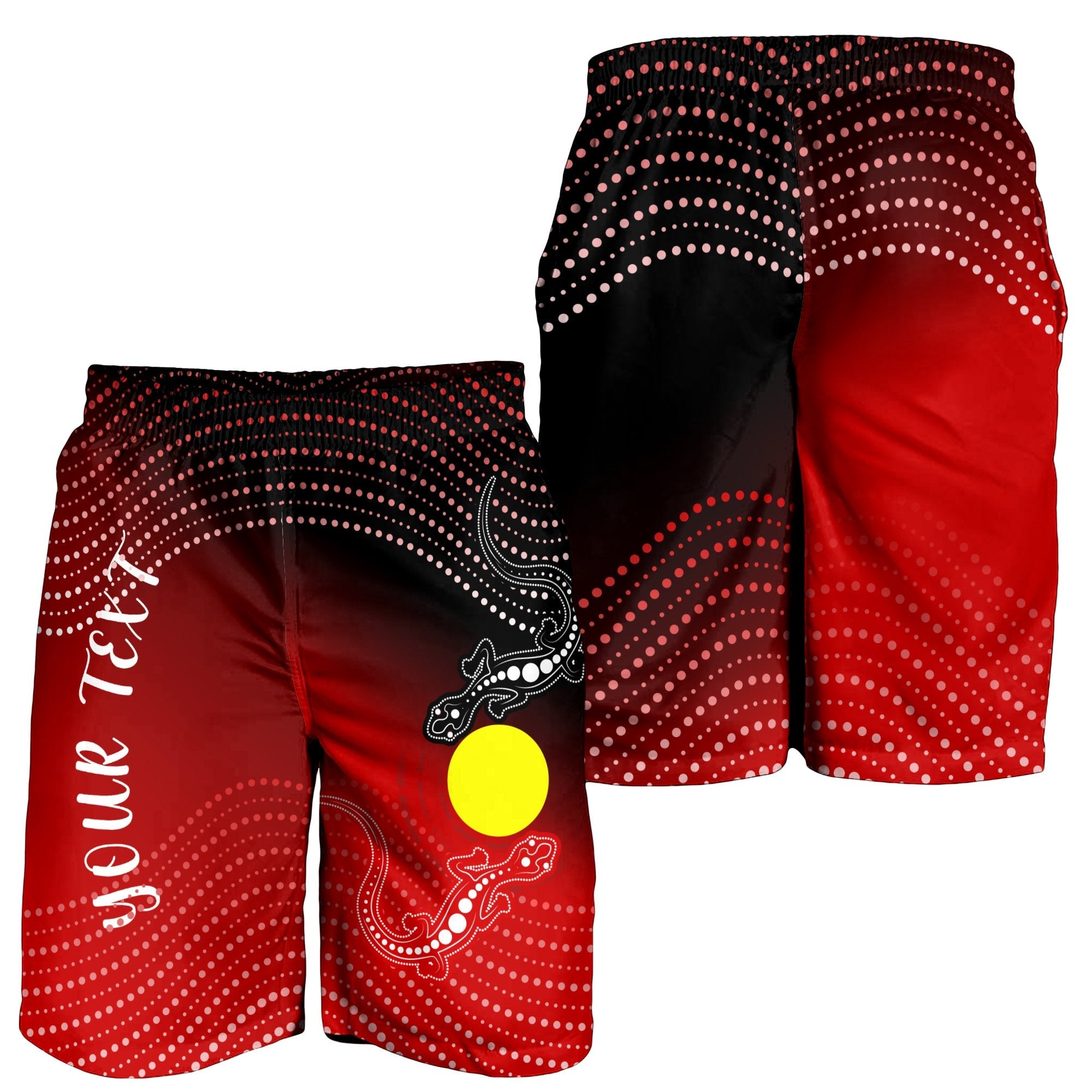 Custom Aboriginal Men's Shorts - Two Indigenous Lizard - Vibe Hoodie Shop