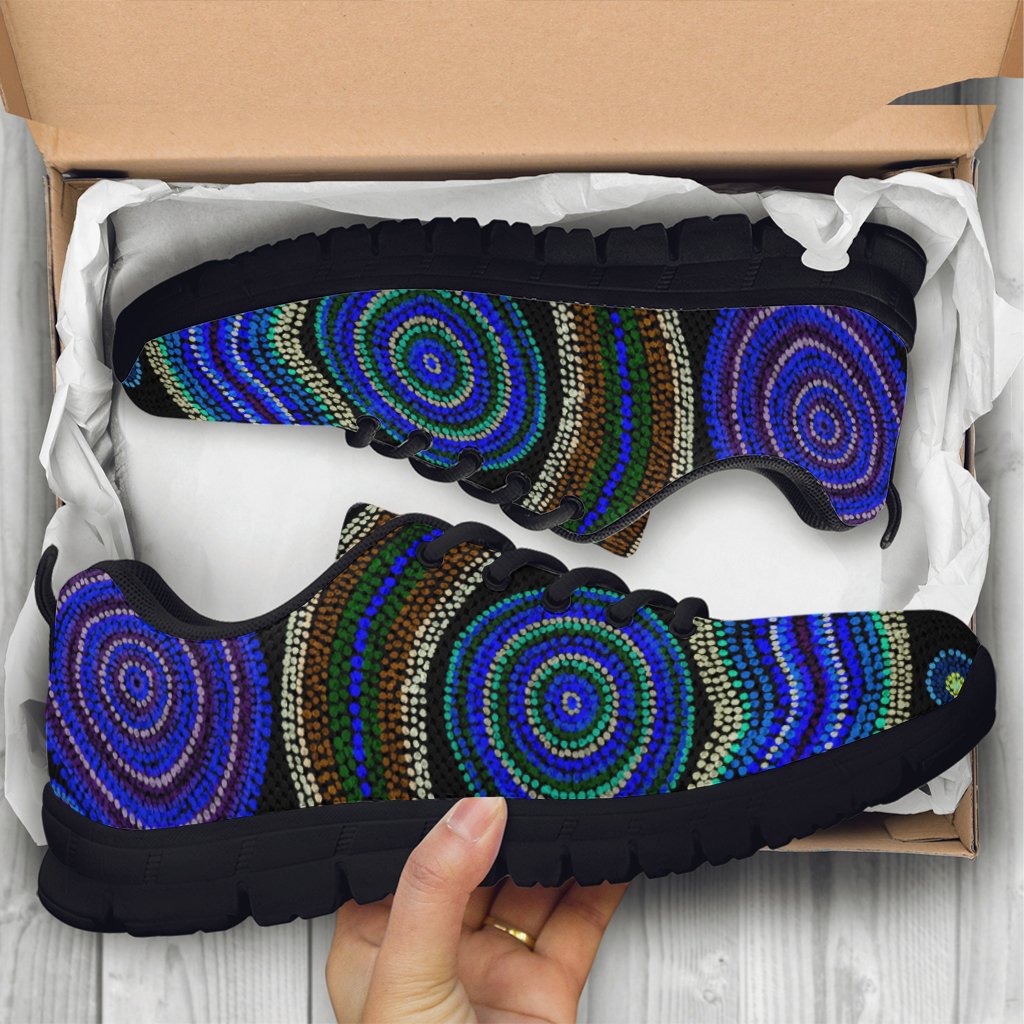 Sneakers - Aboriginal Dot Unique Style Blue - Vibe Hoodie Shop