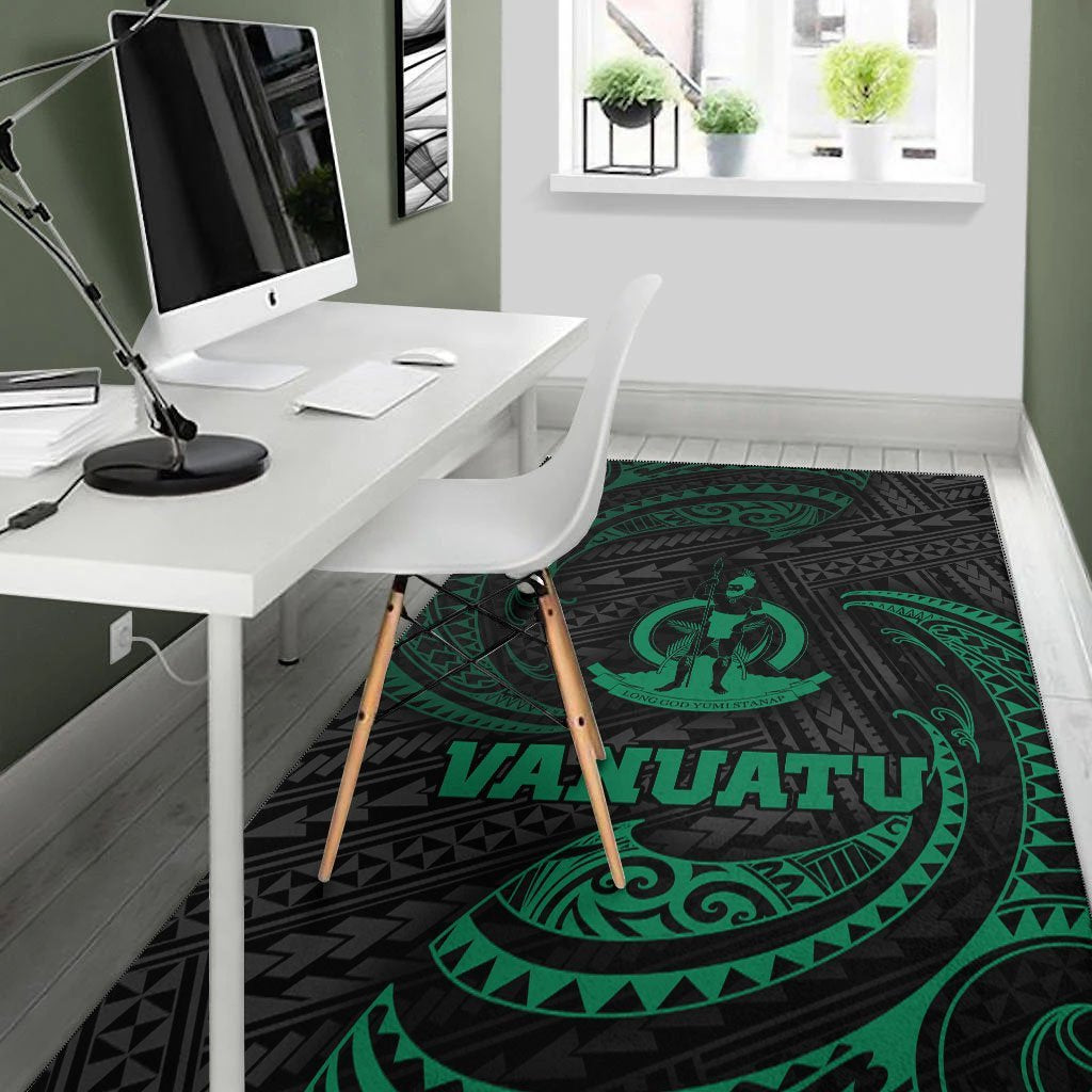 Vanuatu Polynesian Area Rug - Green Tribal Wave - Vibe Hoodie Shop