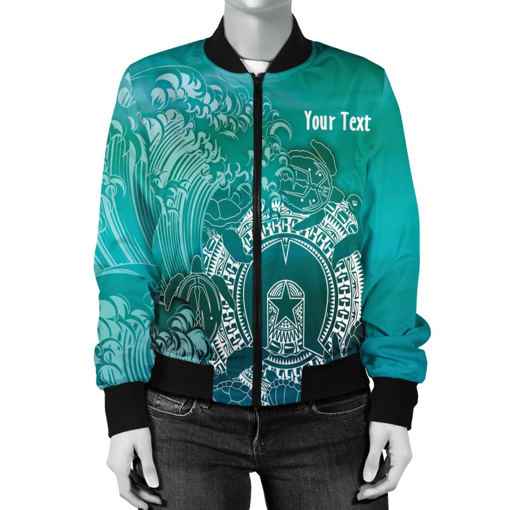 Custom Aboriginal Women's Bomber Jacket, Torres Strait Islands in Wave - Vibe Hoodie Shop