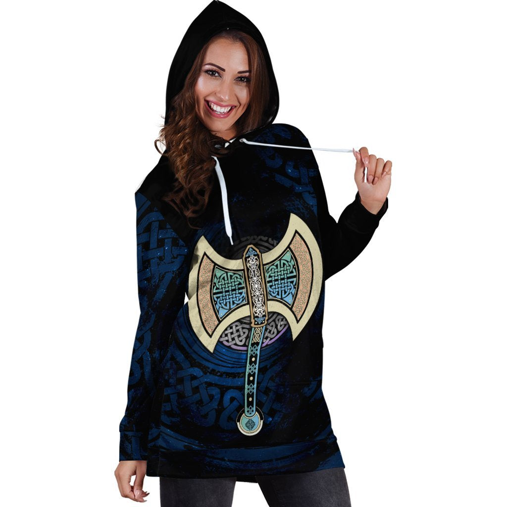 Celtic Knotwork Labrys Hoodie Dress - Vibe Hoodie Shop