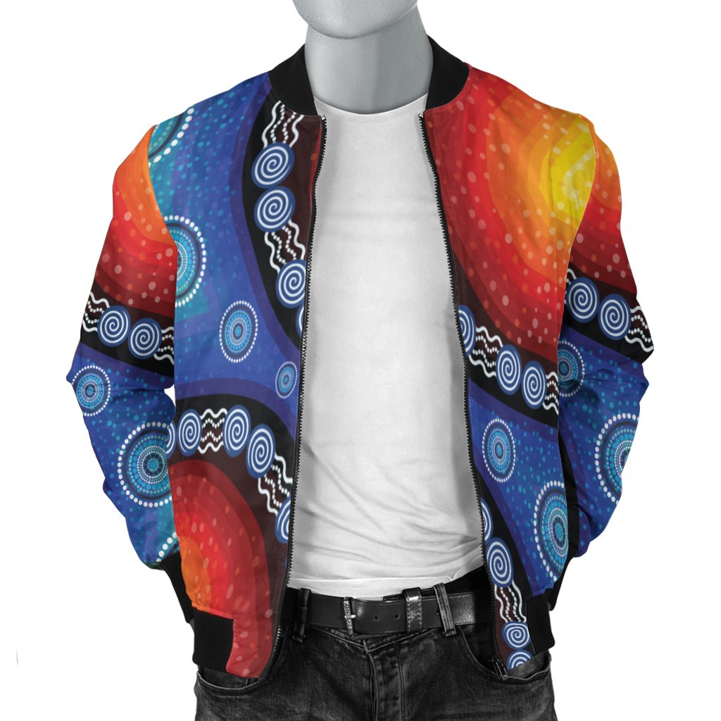 Bomber Jacket - Aboriginal Color Dot Painting - Vibe Hoodie Shop
