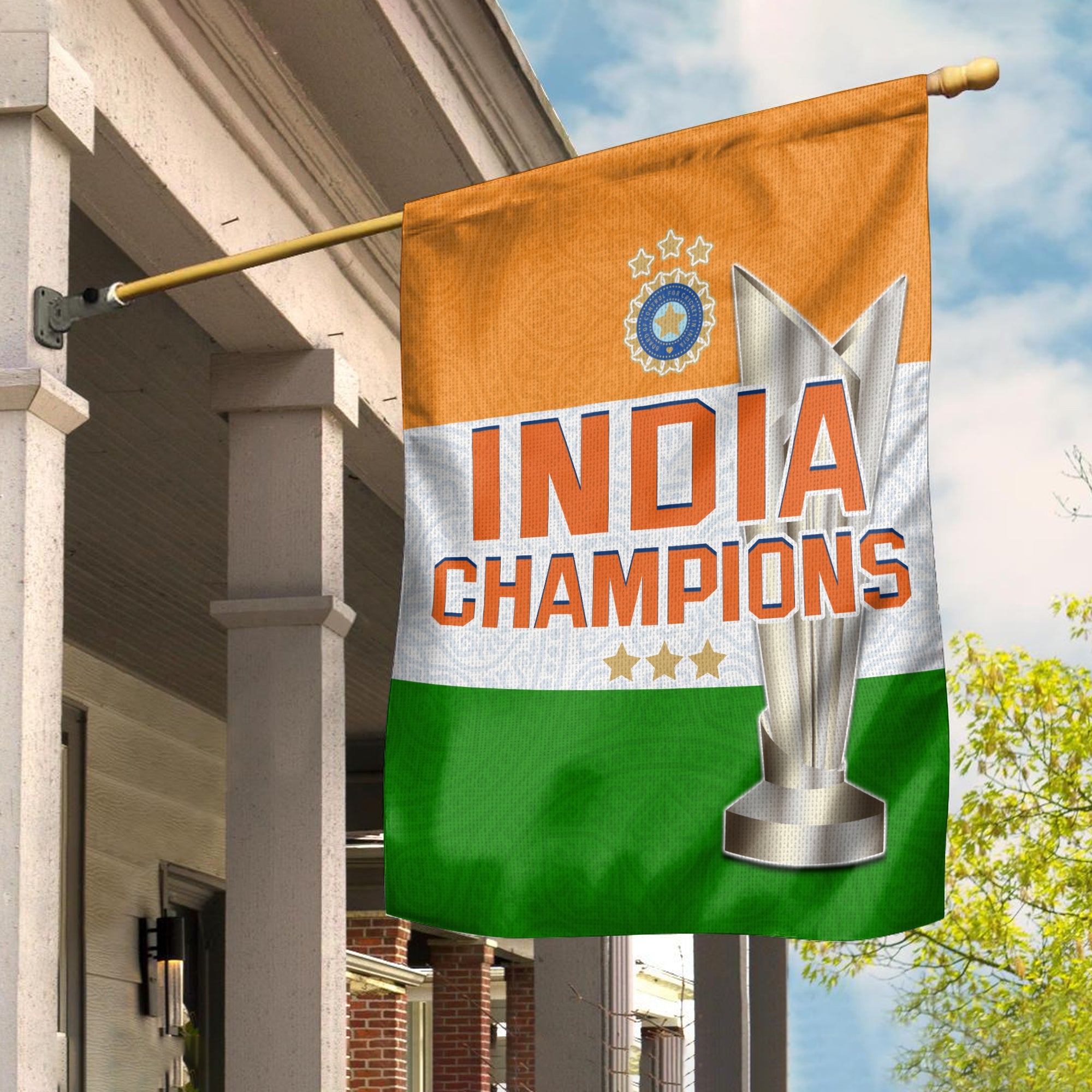 India Cricket Flag Champions Indian Sun Pattern Style Flag Ver.02 - Vibe Hoodie Shop